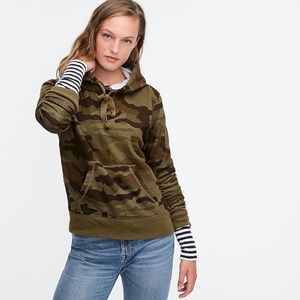 NWT J. Crew Women’s Small Camouflage Cotton Warm Mid Weight Hoodie Sweatshirt